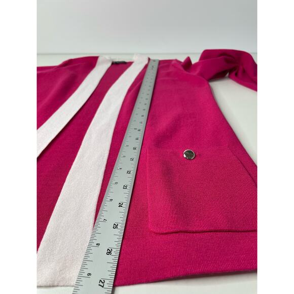 Jones New York Open Cardigan Jersey Long Sleeve Pink White Trim Women's Large - Picture 8 of 10